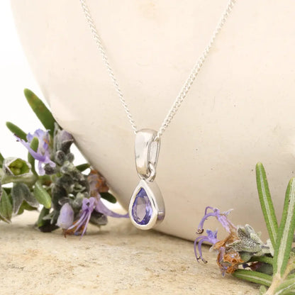 Sterling Silver Tanzanite Teardrop Necklace