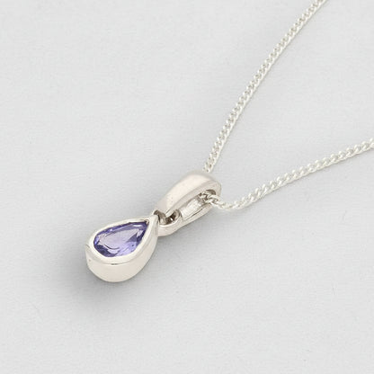Sterling Silver Tanzanite Teardrop Necklace