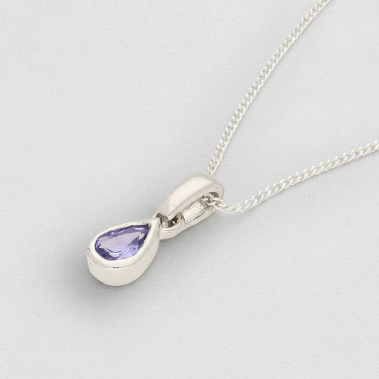 Sterling Silver Tanzanite Teardrop Necklace
