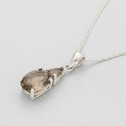 Sterling Silver Smoky Quartz Drop Necklace