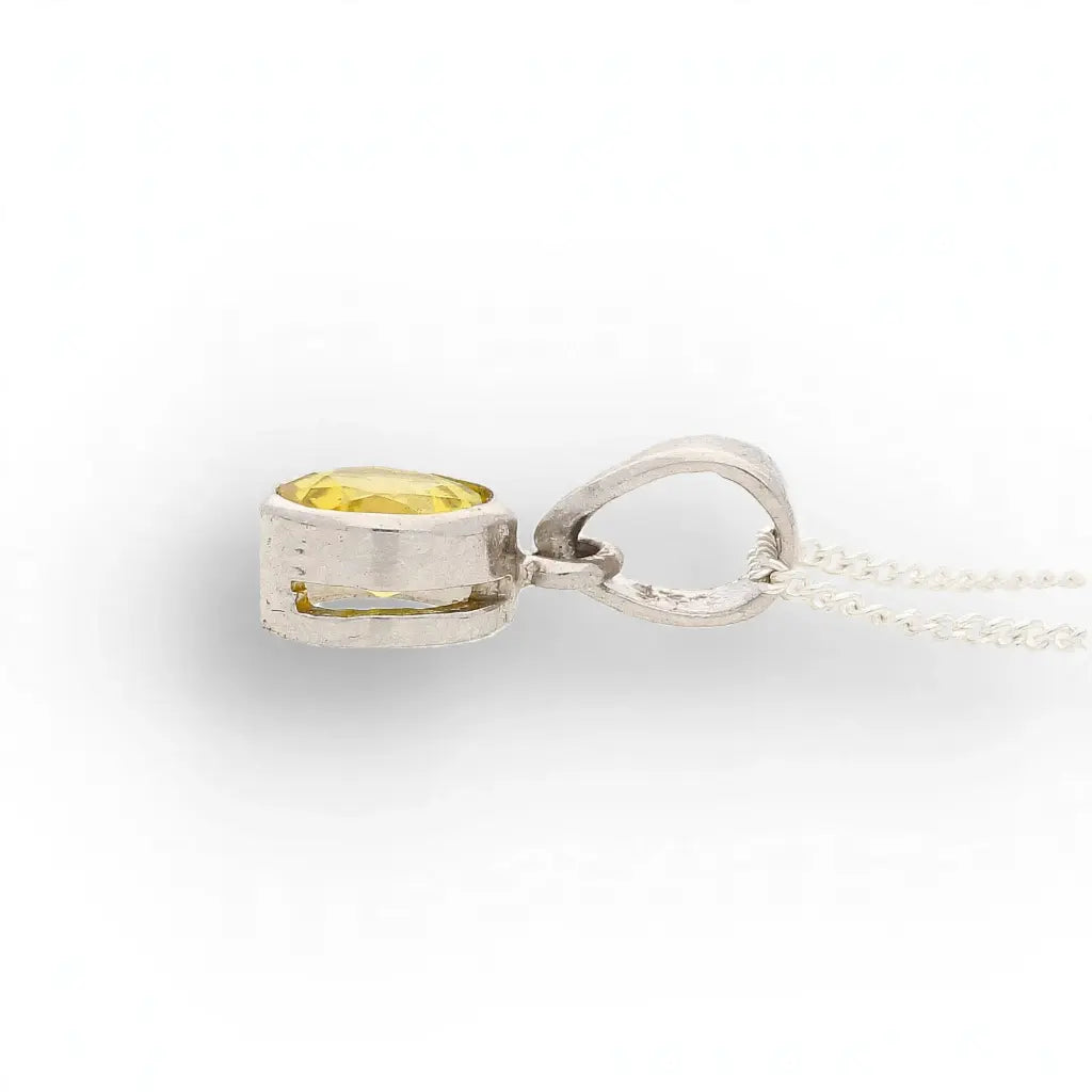 Sterling Silver Citrine Bezel Pendant Necklace