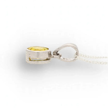 Sterling Silver Citrine Bezel Pendant Necklace