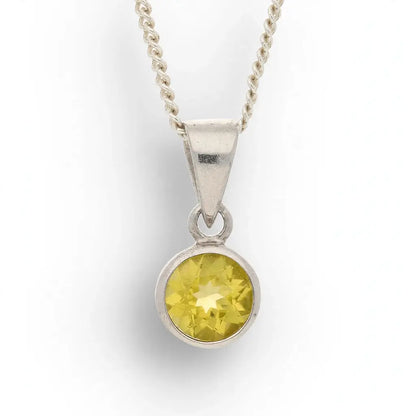 Sterling Silver Citrine Bezel Pendant Necklace