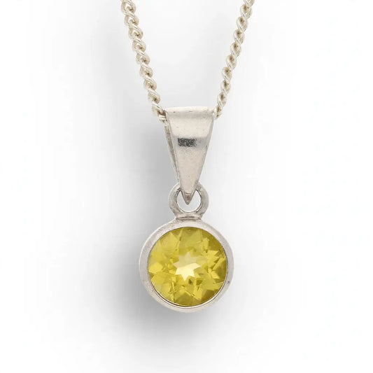 Sterling Silver Citrine Bezel Pendant Necklace