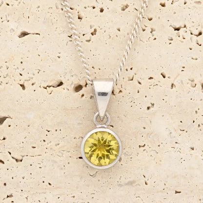 Sterling Silver Citrine Bezel Pendant Necklace