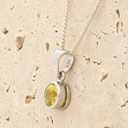 Sterling Silver Citrine Bezel Pendant Necklace