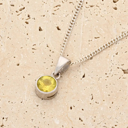 Sterling Silver Citrine Bezel Pendant Necklace