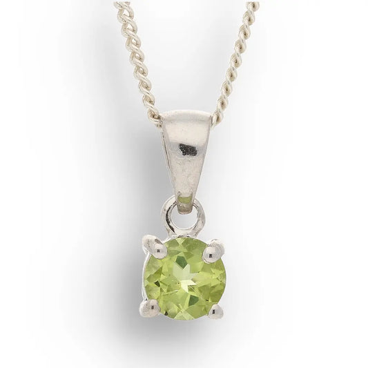 Get your Natural Peridot Classic 4-Claw Pendant Necklace in 925 Sterling Silver online now or in store at Forever Gems in Franschhoek, South Africa