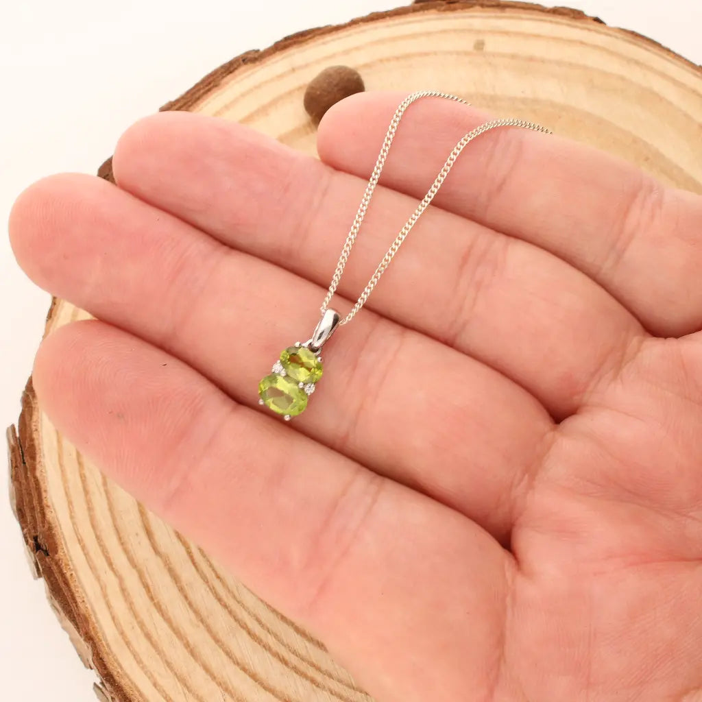 Get your Peridot Oval Two-Stone Necklace Silver online now or in store at Forever Gems in Franschhoek, South Africa
