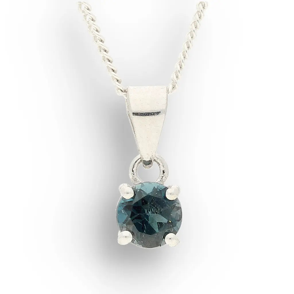 Sterling Silver London Blue Topaz Solitaire Necklace