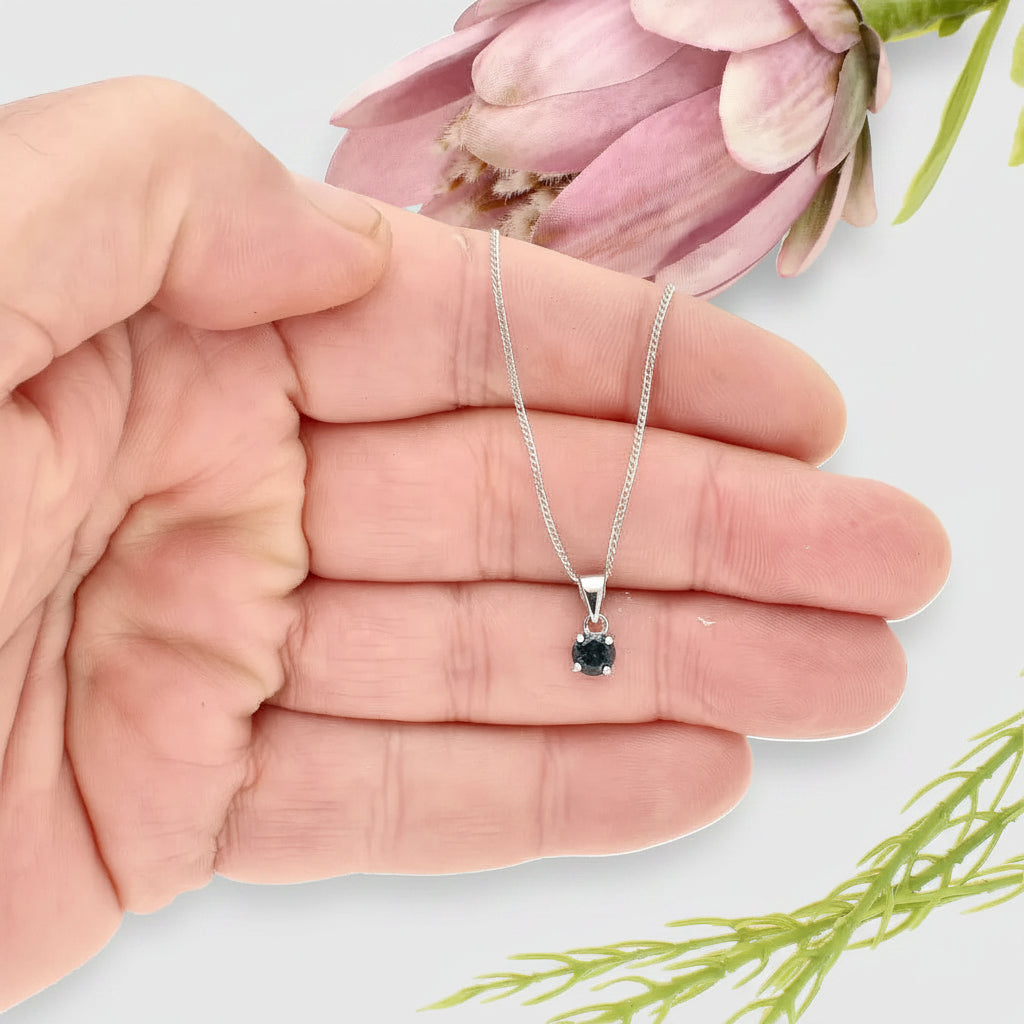 Sterling Silver London Blue Topaz Solitaire Necklace