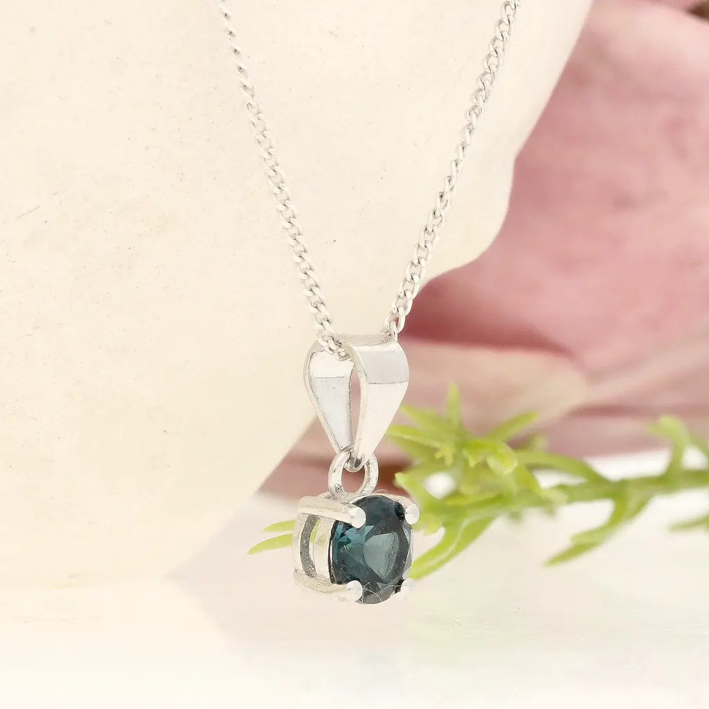 Sterling Silver London Blue Topaz Solitaire Necklace