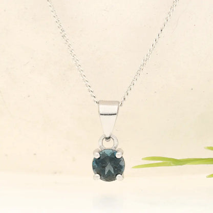 Sterling Silver London Blue Topaz Solitaire Necklace