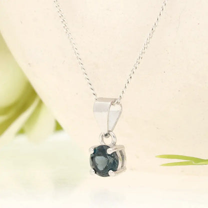 Sterling Silver London Blue Topaz Solitaire Necklace