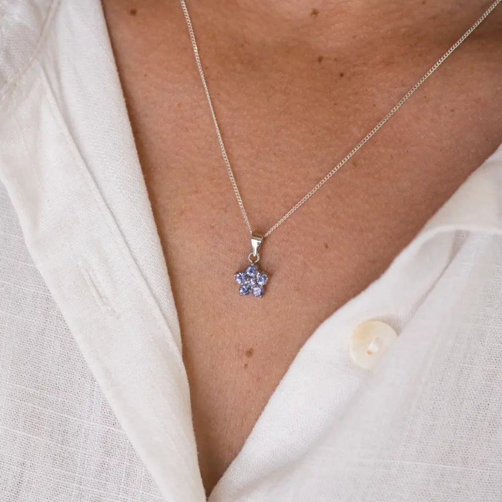 Sterling Silver Tanzanite Blossom Necklace