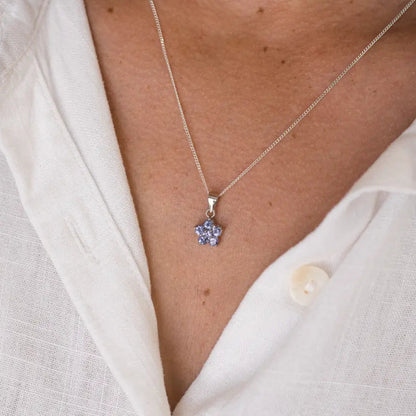 Sterling Silver Tanzanite Blossom Necklace