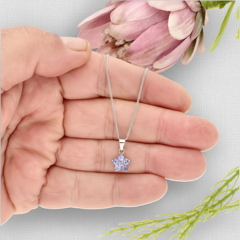 Sterling Silver Tanzanite Blossom Necklace