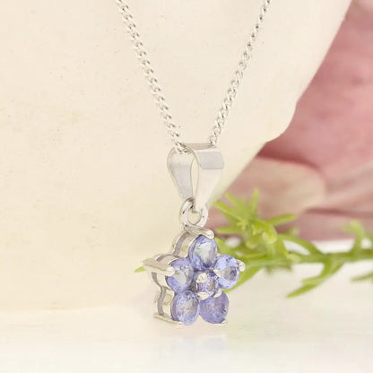 Sterling Silver Tanzanite Blossom Necklace