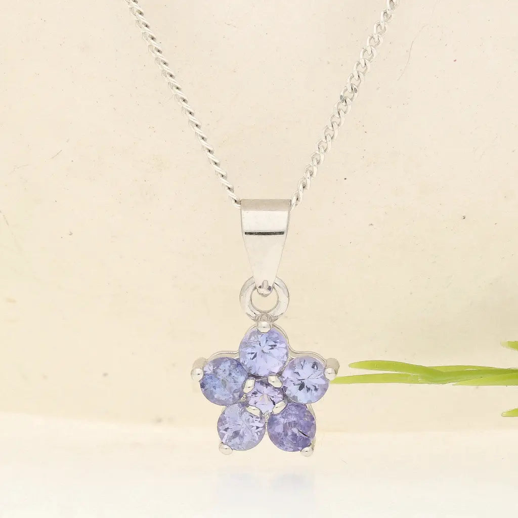 Sterling Silver Tanzanite Blossom Necklace