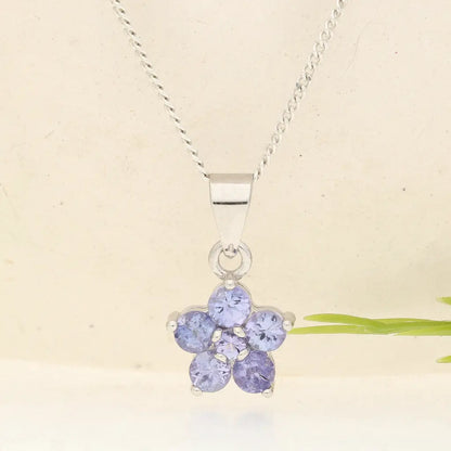 Sterling Silver Tanzanite Blossom Necklace