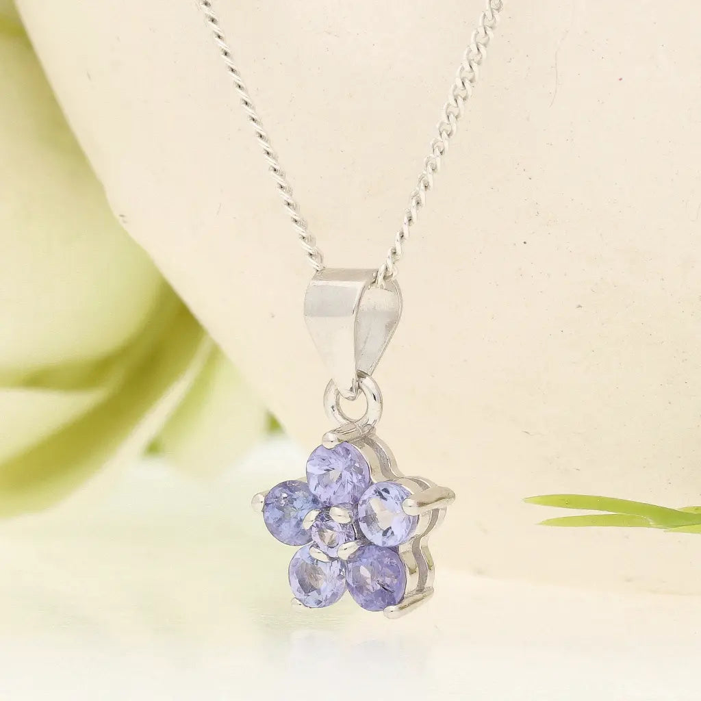 Sterling Silver Tanzanite Blossom Necklace
