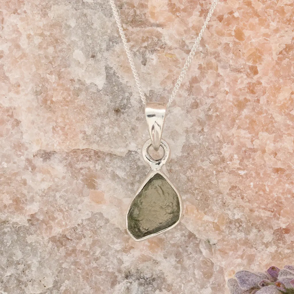 Get your Authentic Moldavite Sterling Silver Necklace Pendant online now or in store at Forever Gems in Franschhoek, South Africa