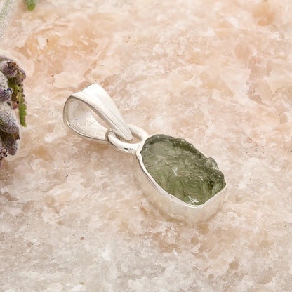 Get your Authentic Moldavite Sterling Silver Necklace Pendant online now or in store at Forever Gems in Franschhoek, South Africa