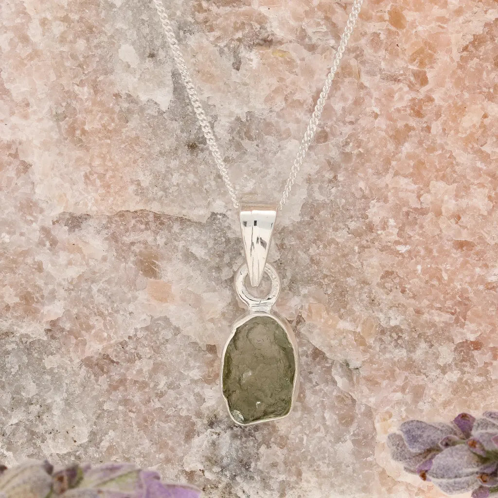 Get your Authentic Moldavite Sterling Silver Necklace Pendant online now or in store at Forever Gems in Franschhoek, South Africa
