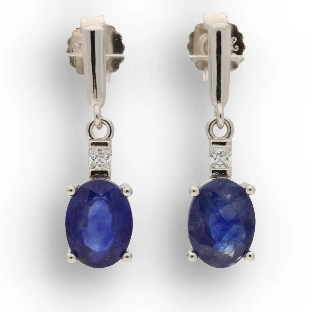 Get your Elegant Natural Sapphire Dangle Earrings in Sterling Silver online now or in store at Forever Gems in Franschhoek, South Africa