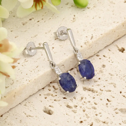 Get your Elegant Natural Sapphire Dangle Earrings in Sterling Silver online now or in store at Forever Gems in Franschhoek, South Africa