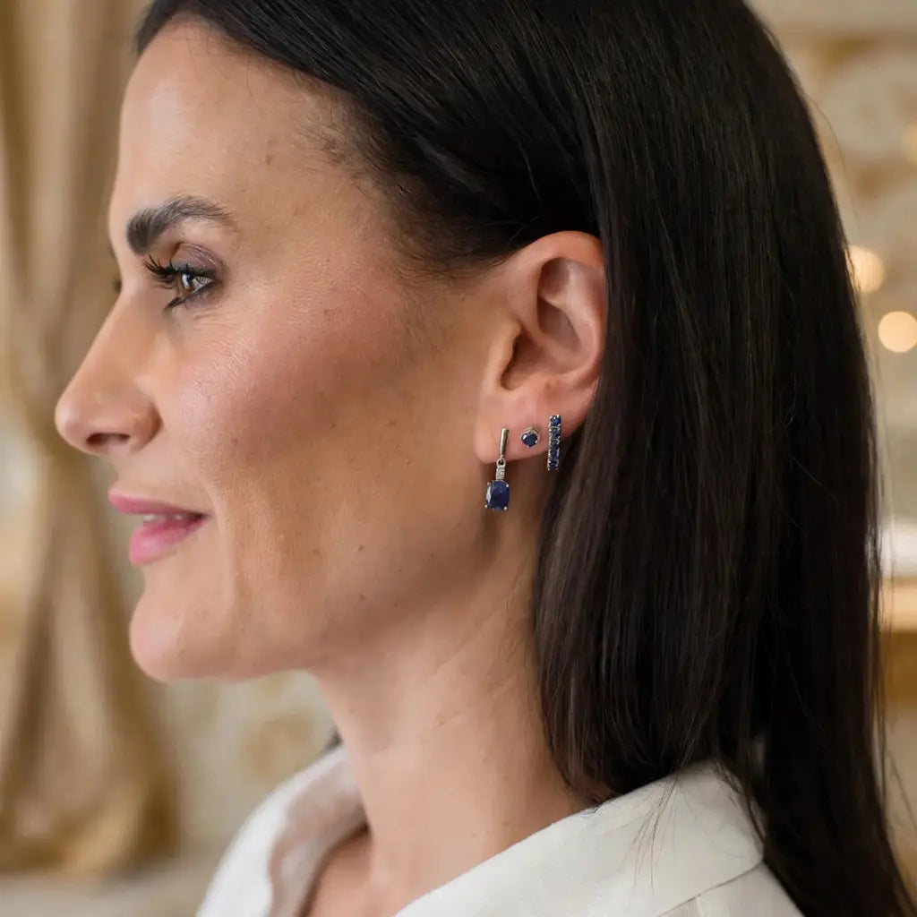 Get your Elegant Natural Sapphire Dangle Earrings in Sterling Silver online now or in store at Forever Gems in Franschhoek, South Africa