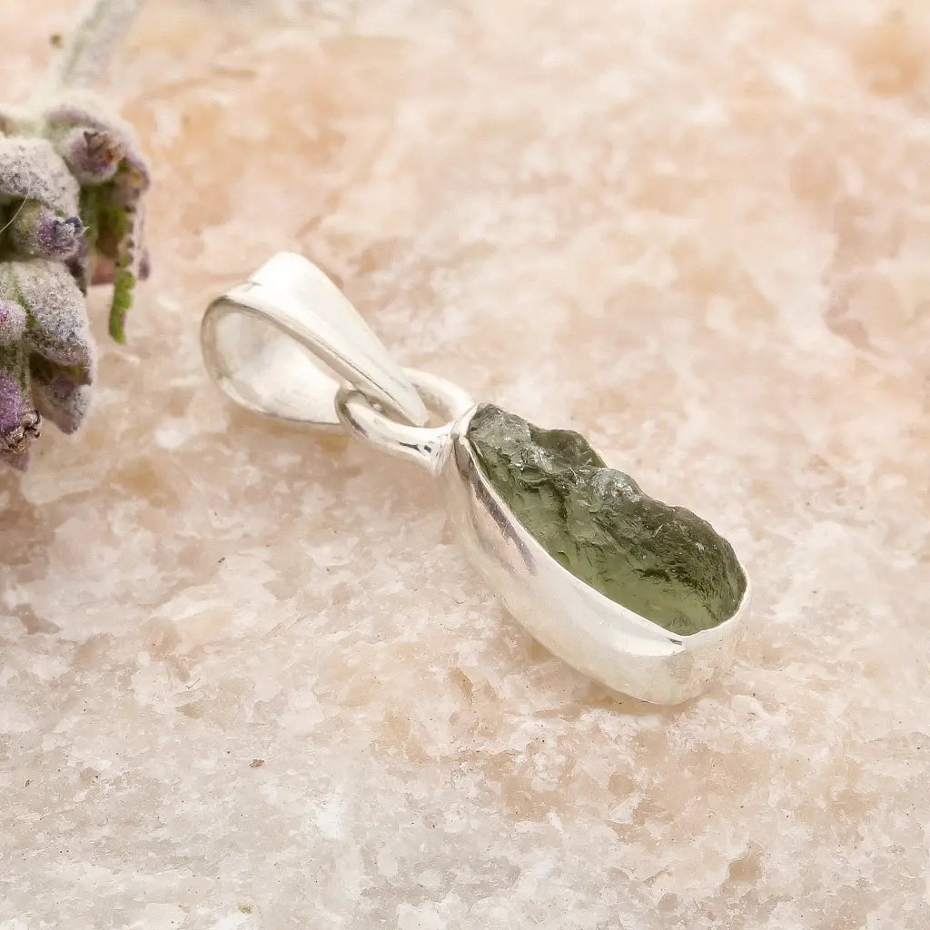 Get your Authentic Moldavite Sterling Silver Bezel Necklace online now or in store at Forever Gems in Franschhoek, South Africa