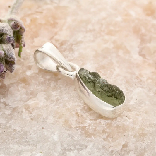Get your Authentic Moldavite Sterling Silver Bezel Necklace online now or in store at Forever Gems in Franschhoek, South Africa