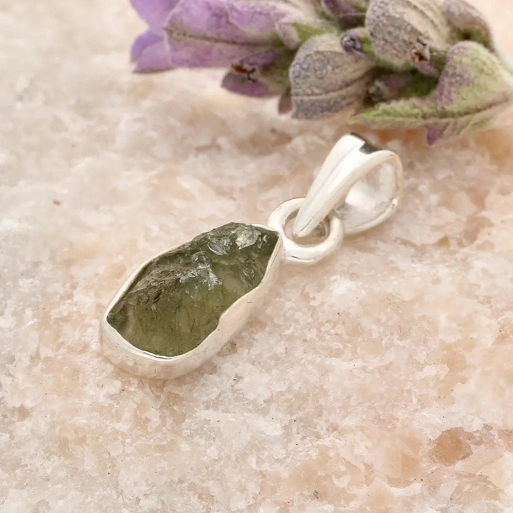 Get your Authentic Moldavite Sterling Silver Bezel Necklace online now or in store at Forever Gems in Franschhoek, South Africa