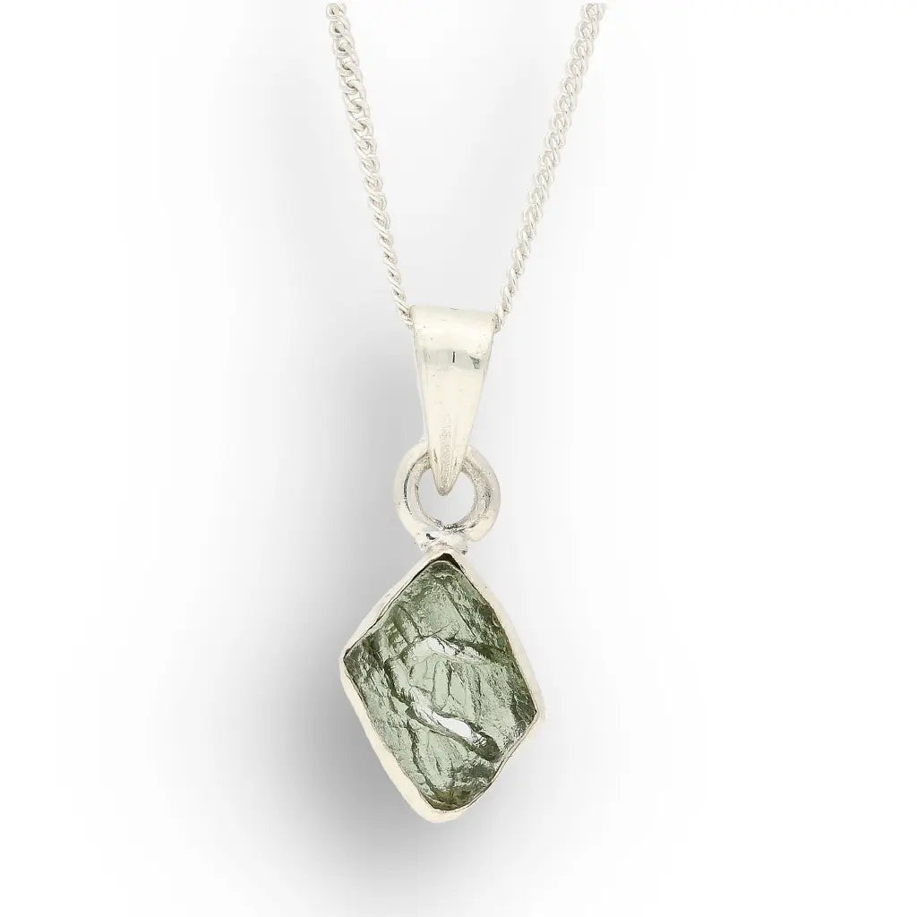Get your Authentic Czech Moldavite Sterling Silver Necklace online now or in store at Forever Gems in Franschhoek, South Africa