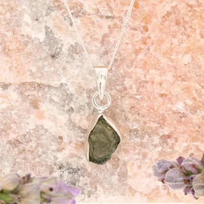 Get your Authentic Czech Moldavite Sterling Silver Necklace online now or in store at Forever Gems in Franschhoek, South Africa