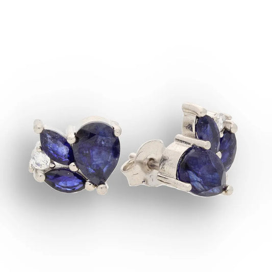 Get your Natural Blue Sapphire Cluster Stud Earrings in 925 Sterling Silver with CZ Accent online now or in store at Forever Gems in Franschhoek, South Africa