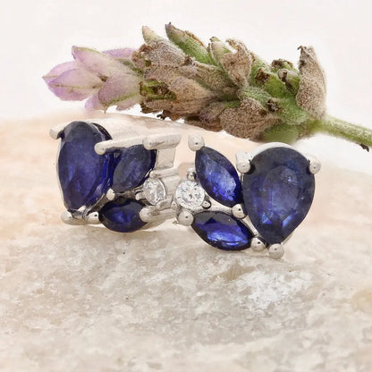 Get your Blue Sapphire Cluster Stud Earrings with CZ online now or in store at Forever Gems in Franschhoek, South Africa