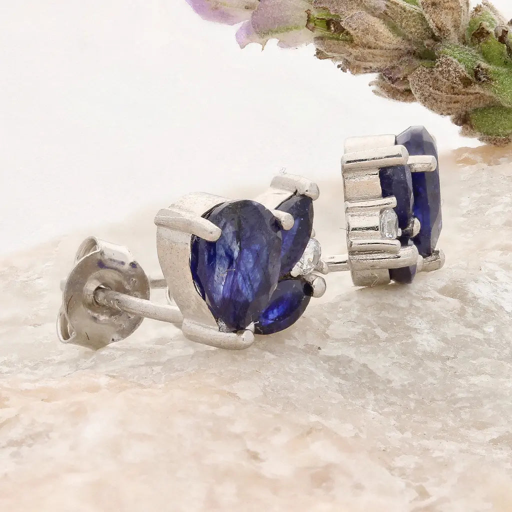 Get your Blue Sapphire Cluster Stud Earrings with CZ online now or in store at Forever Gems in Franschhoek, South Africa