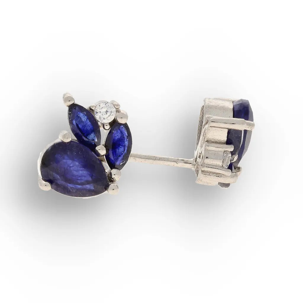 Get your Blue Sapphire Cluster Stud Earrings with CZ online now or in store at Forever Gems in Franschhoek, South Africa