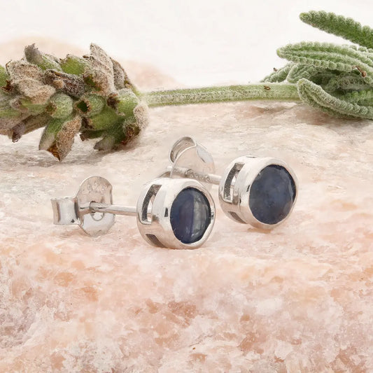 Get your Natural Blue Sapphire Tube Set Stud Earrings in 925 Sterling Silver online now or in store at Forever Gems in Franschhoek, South Africa