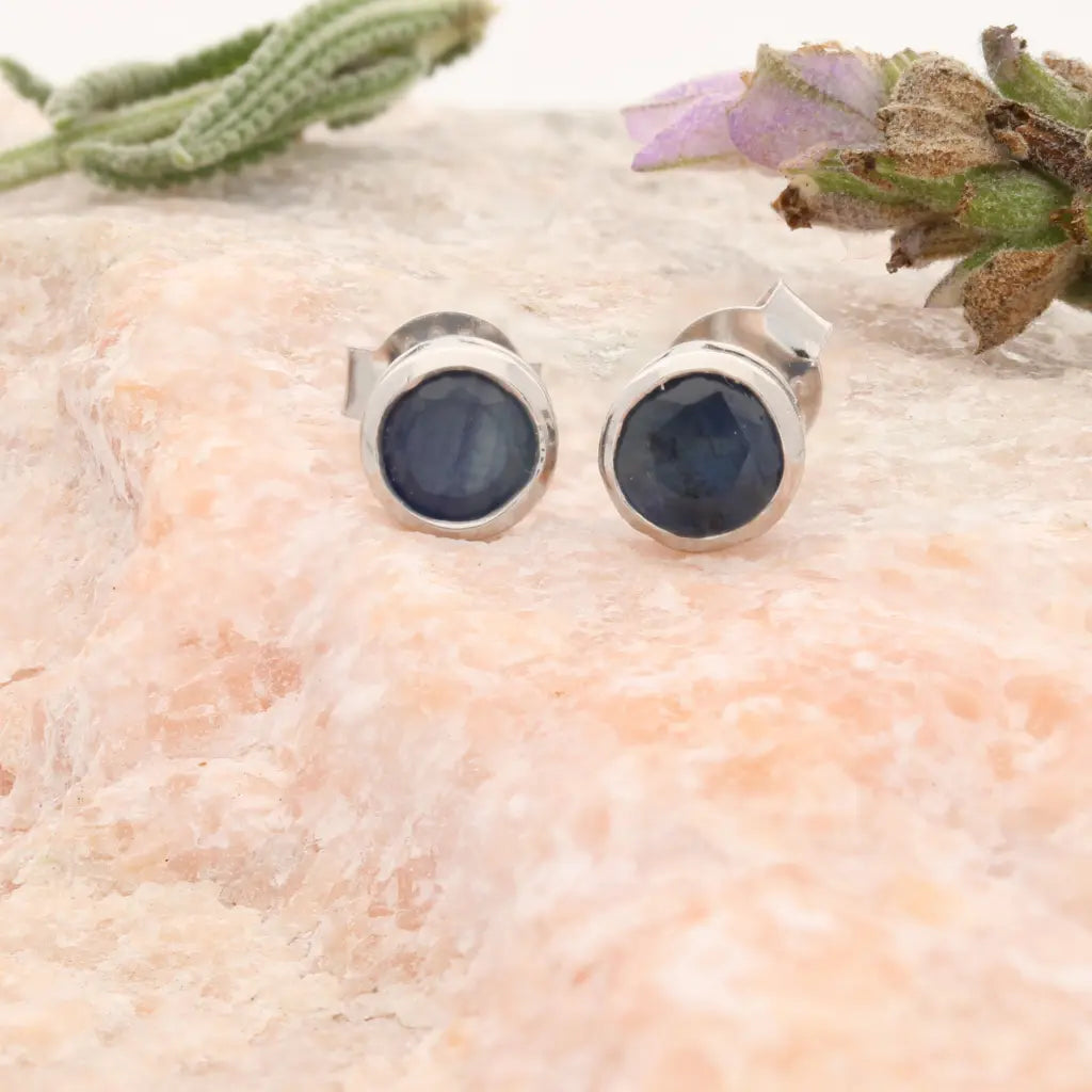 Get your Blue Sapphire Tube Set Stud Earrings Silver online now or in store at Forever Gems in Franschhoek, South Africa