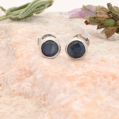 Get your Blue Sapphire Tube Set Stud Earrings Silver online now or in store at Forever Gems in Franschhoek, South Africa