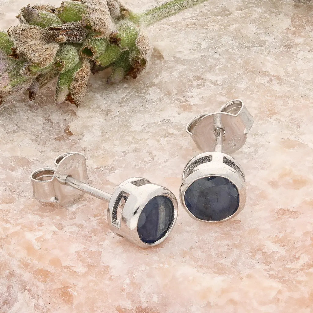 Get your Blue Sapphire Tube Set Stud Earrings Silver online now or in store at Forever Gems in Franschhoek, South Africa