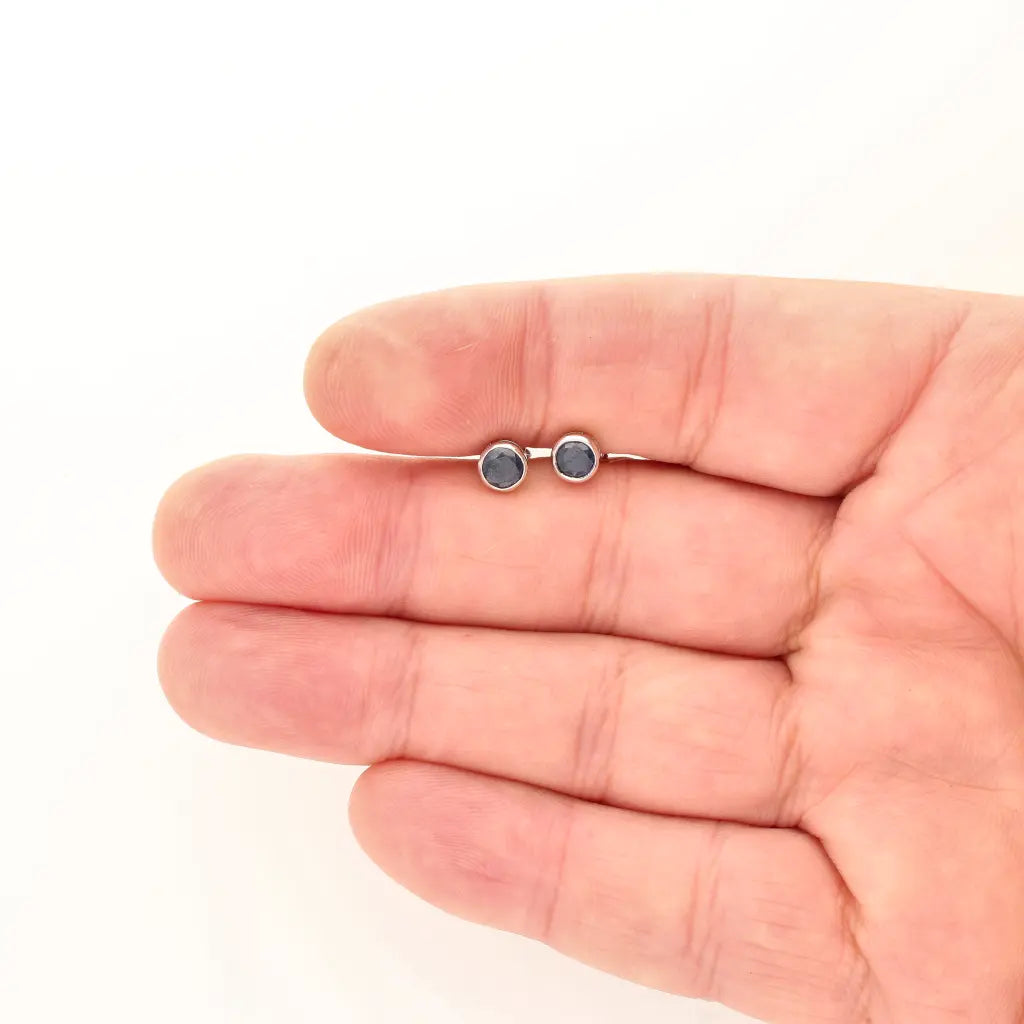 Get your Blue Sapphire Tube Set Stud Earrings Silver online now or in store at Forever Gems in Franschhoek, South Africa