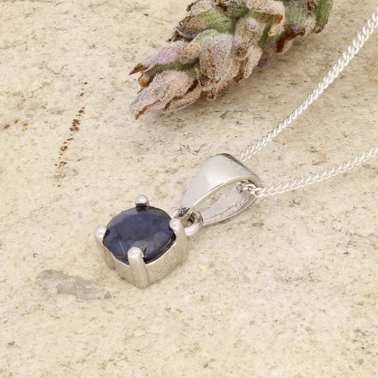 Get your Natural Blue Sapphire 4-Claw Pendant Necklace in 925 Sterling Silver online now or in store at Forever Gems in Franschhoek, South Africa