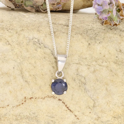 Get your Blue Sapphire Classic 4-Claw Necklace Silver online now or in store at Forever Gems in Franschhoek, South Africa