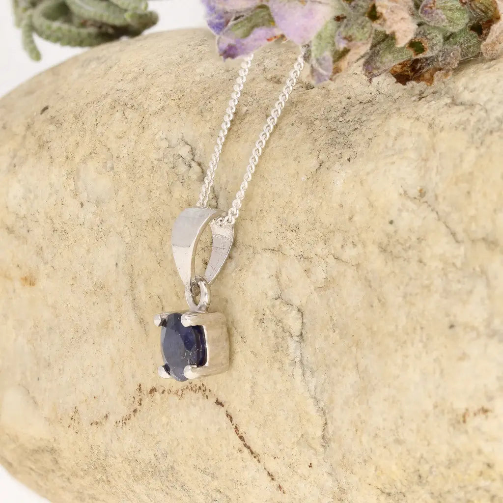 Get your Blue Sapphire Classic 4-Claw Necklace Silver online now or in store at Forever Gems in Franschhoek, South Africa