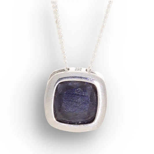 Get your Natural Blue Sapphire Square Slider Pendant Necklace in 925 Sterling Silver | 45cm Chain online now or in store at Forever Gems in Franschhoek, South Africa