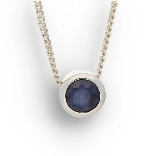 Get your Natural Blue Sapphire Round Tube Set Pendant Necklace in 925 Sterling Silver | 45cm Chain online now or in store at Forever Gems in Franschhoek, South Africa